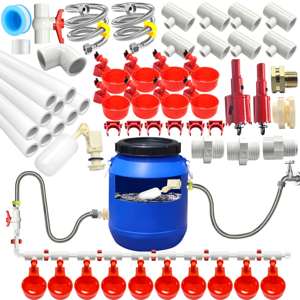 Elefama front packaging showing complete automatic chicken waterer kit benefits
