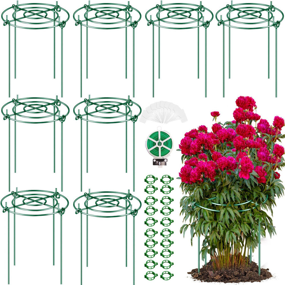 Elefama front view of 8-pack peony support cages showing full set and packaging, durable solution