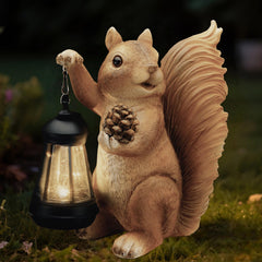 Elegondrar squirrel front view showing lantern and friendly expression lighting path