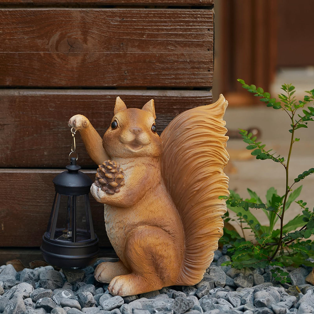Elegondrar squirrel garden setting staged by plants to enhance outdoor decor