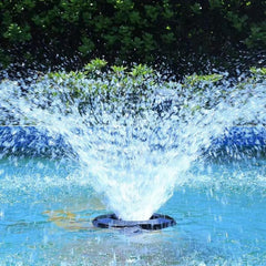 elelife front view of floating fountain showing elegant spray and improved aeration