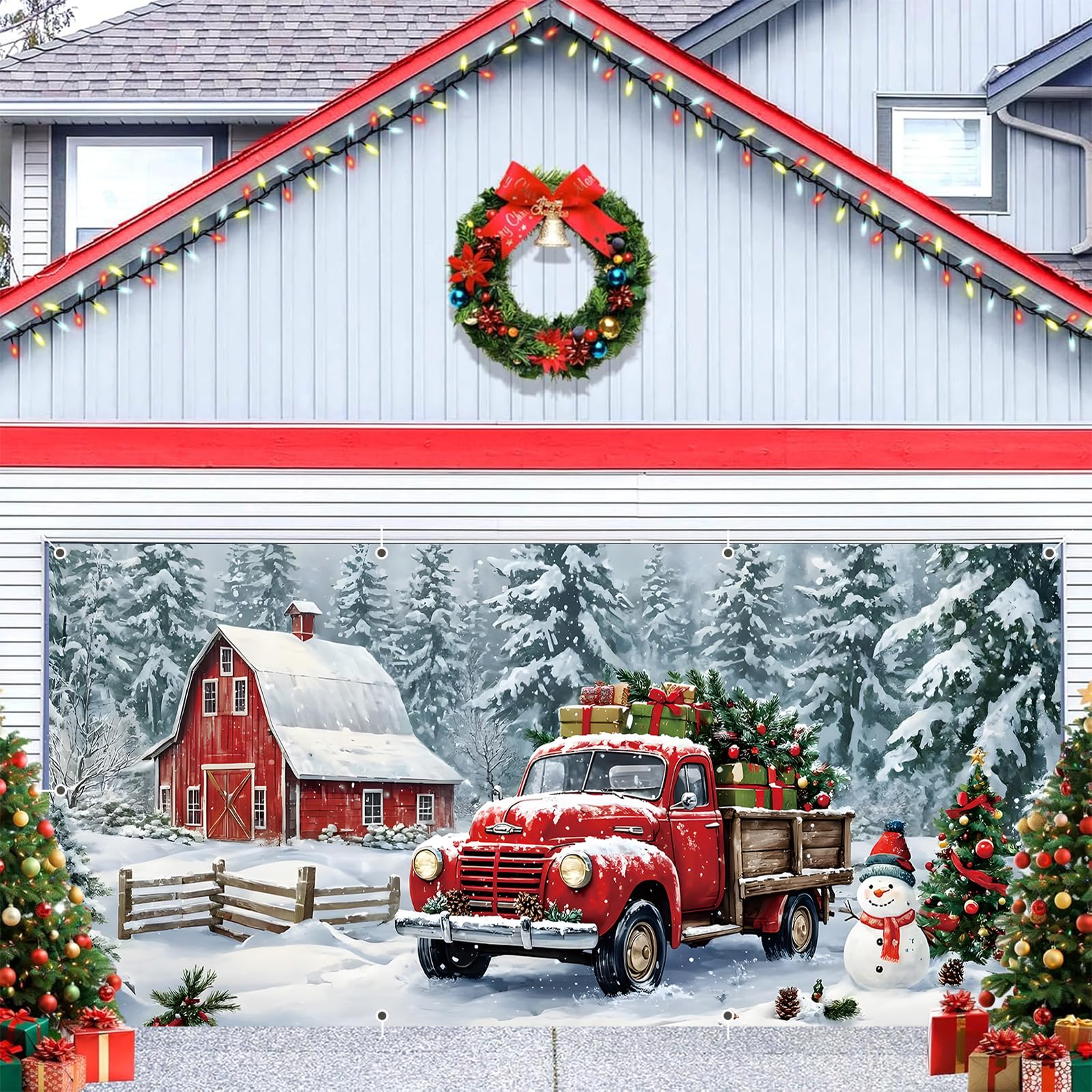 Eleouto front view of mural showing winter village improving curb appeal