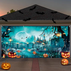 Eleouto front view garage door cover showing full cemetery scene and curb appeal