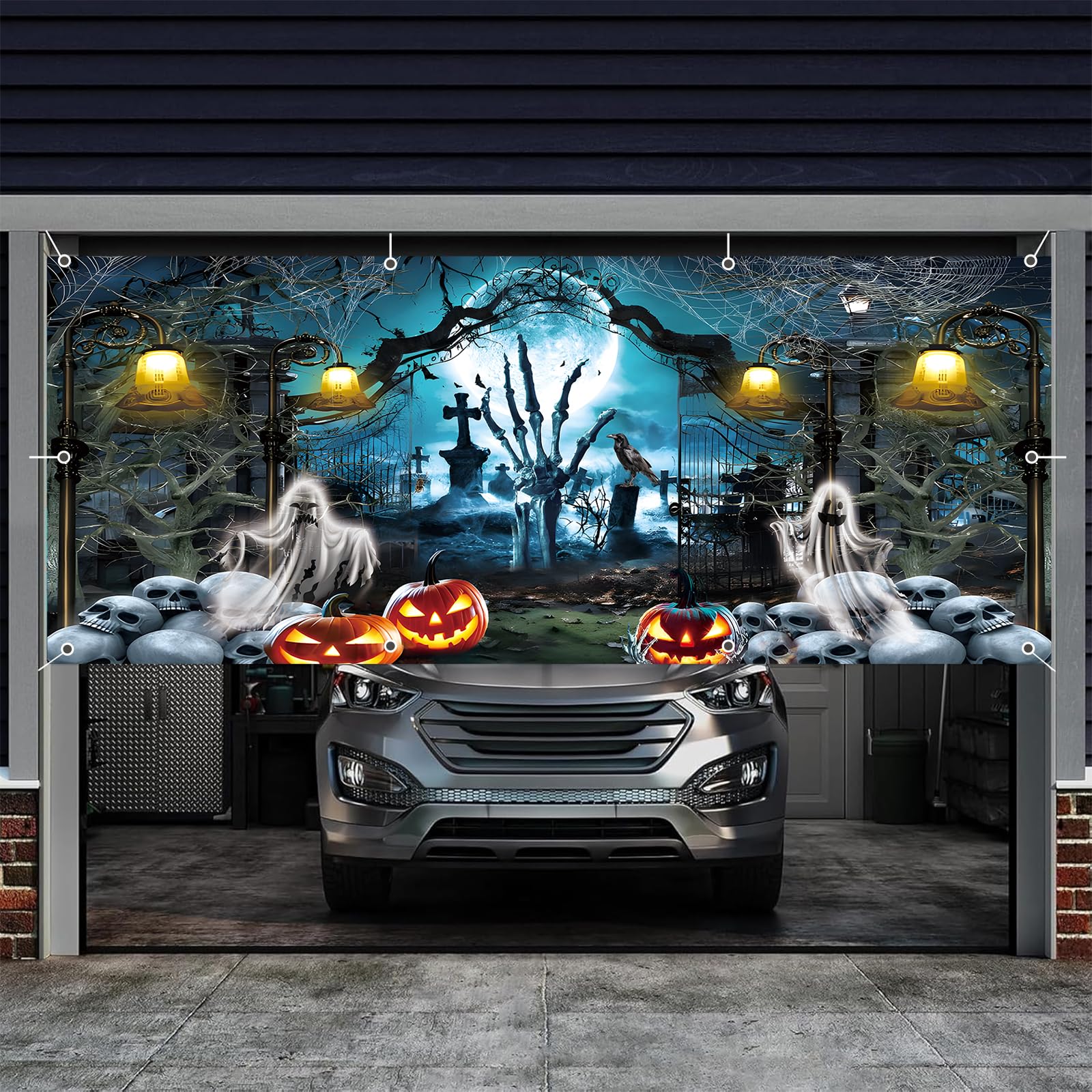 Eleouto scale comparison against a two-car garage to confirm 7x16ft coverage