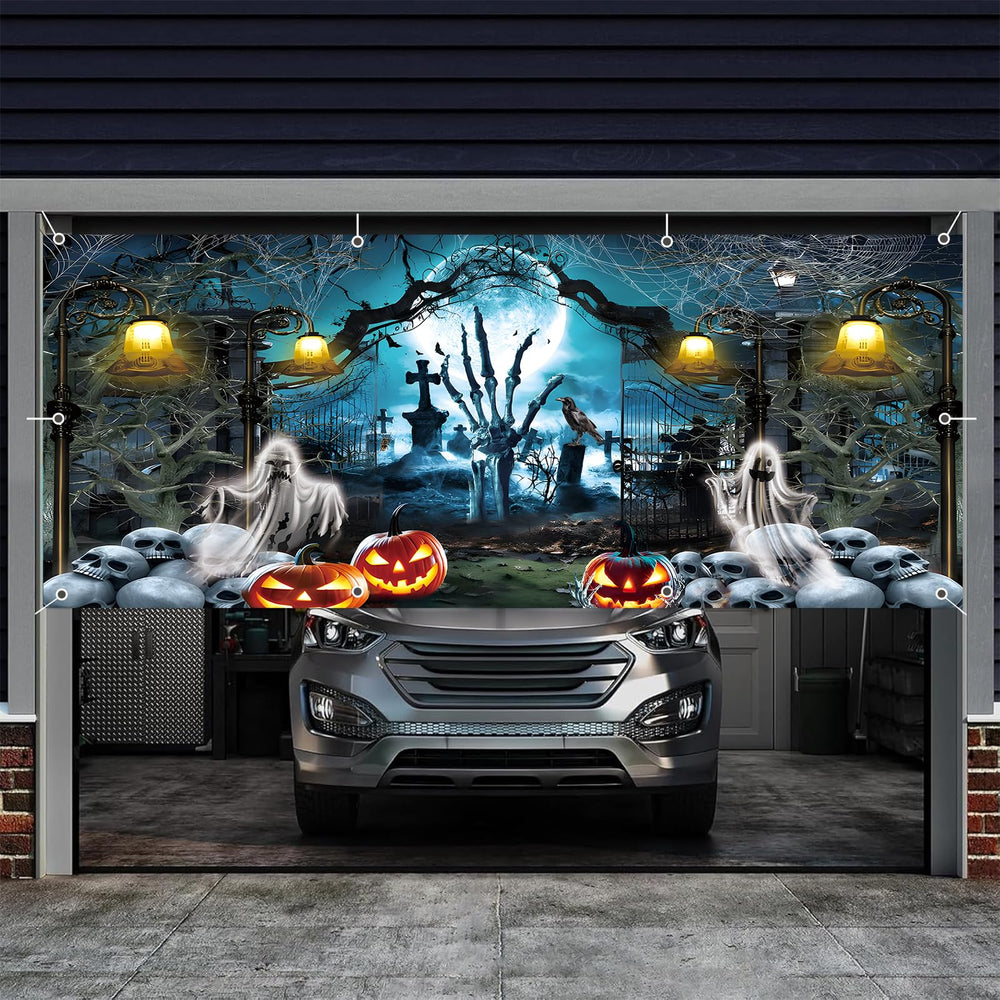 Eleouto scale comparison against a two-car garage to confirm 7x16ft coverage
