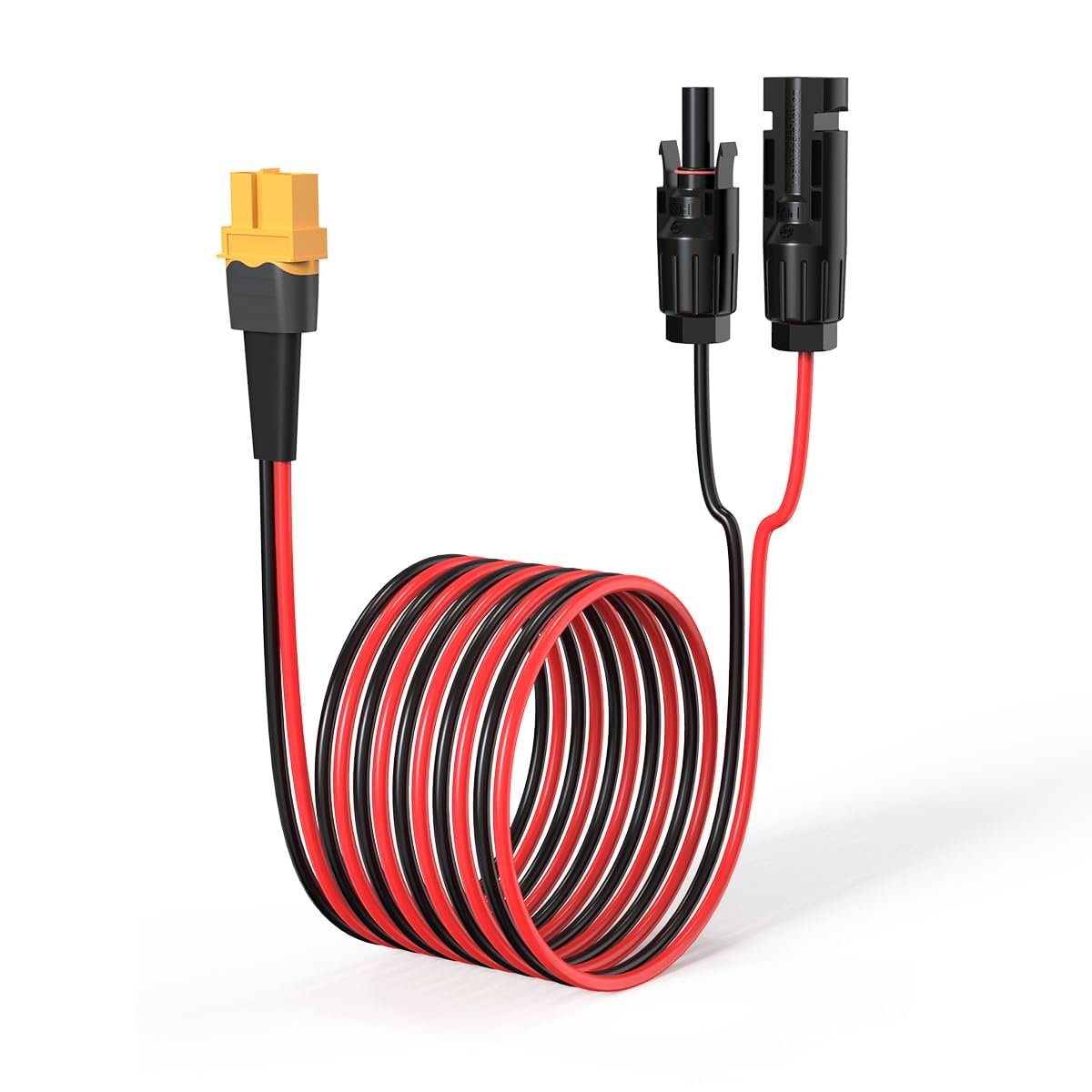 ELFCULB front view of XT60 connector and full 25ft cable showing secure connection benefit