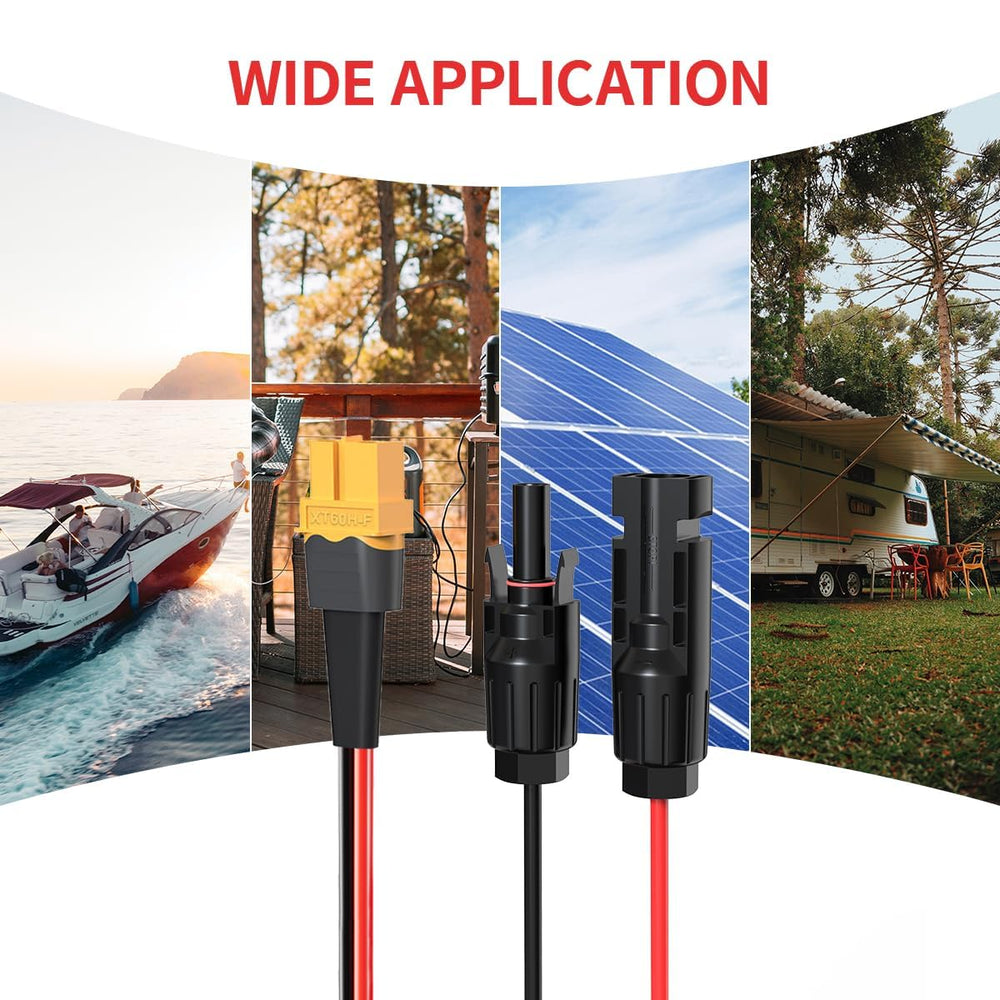 ELFCULB cable attached to solar panel frame showing outdoor installation suitability