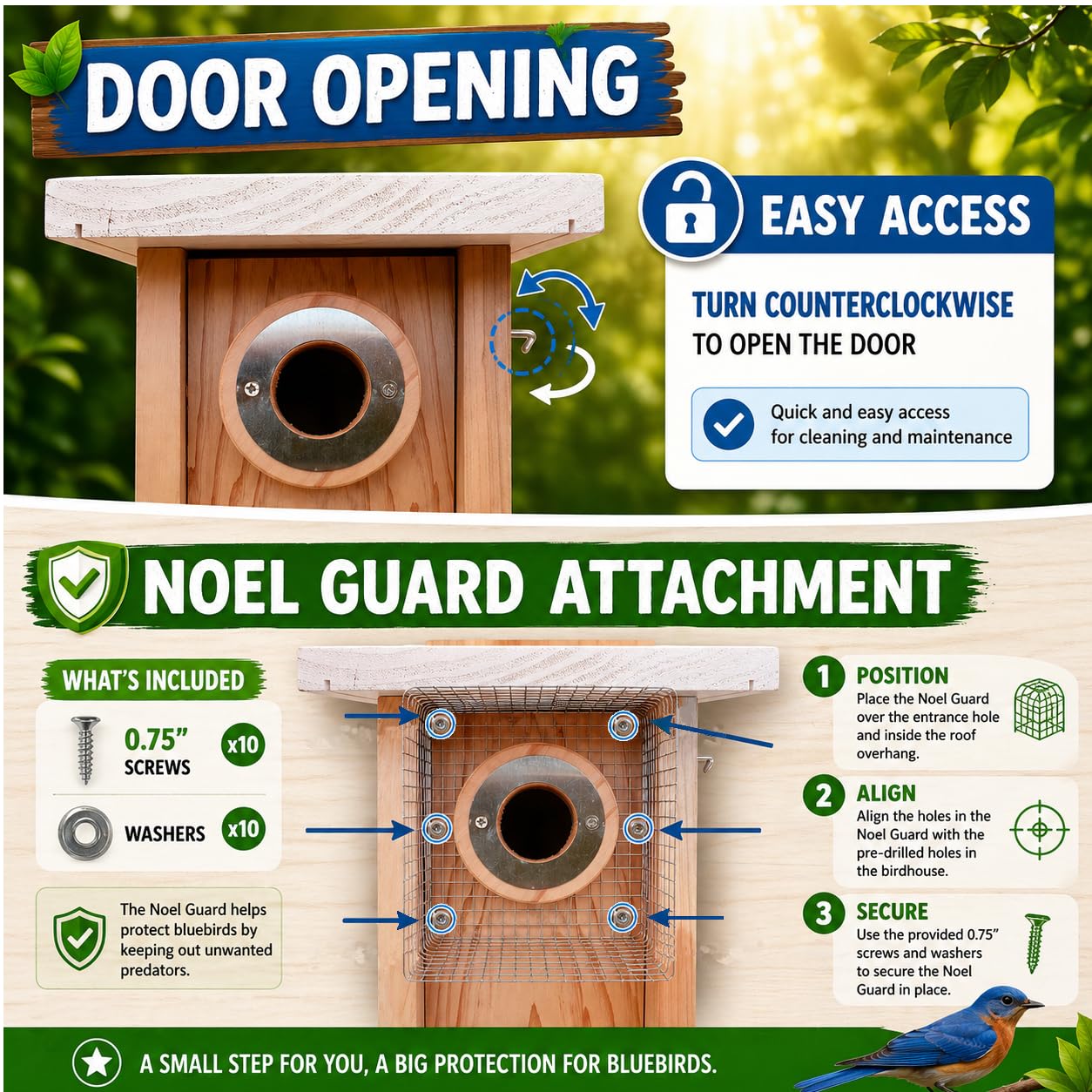 Elijebirds mounted on post in backyard demonstrating stable placement and bird-friendly setting