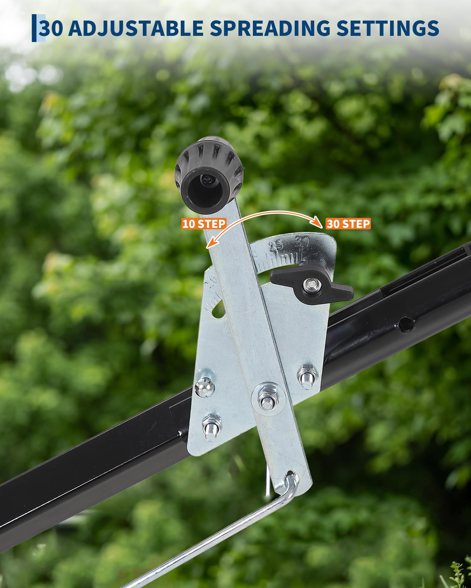 EliteEdge next to yard tool for scale demonstrating 100 lb capacity advantage