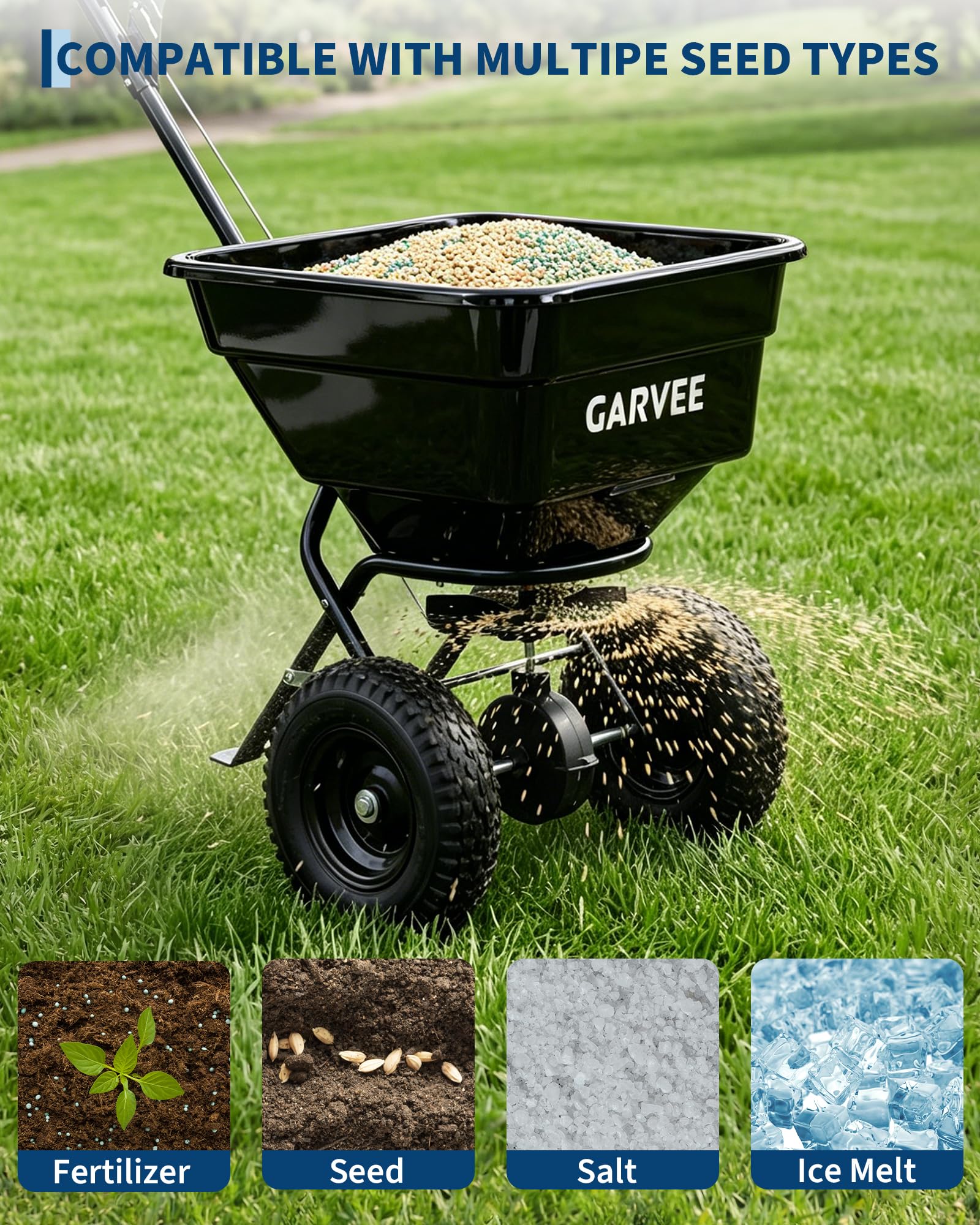 EliteEdge spreading in action showing even fertilizer distribution across lawn