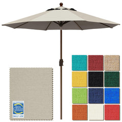EliteShade front view of 9ft antique beige umbrella showing full canopy and shade benefit