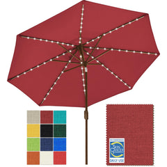EliteShade front view of 9ft burgundy umbrella showing coverage and style
