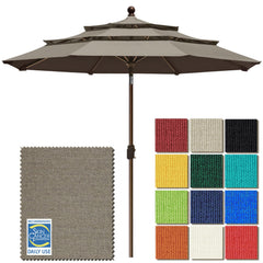 EliteShade 9ft taupe front view showing full canopy and coverage benefit