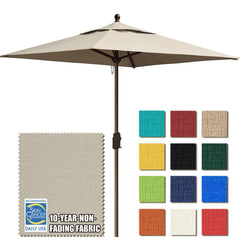 EliteShade antique beige front view of 6x6ft umbrella showing full canopy and clean lines for elegant shade
