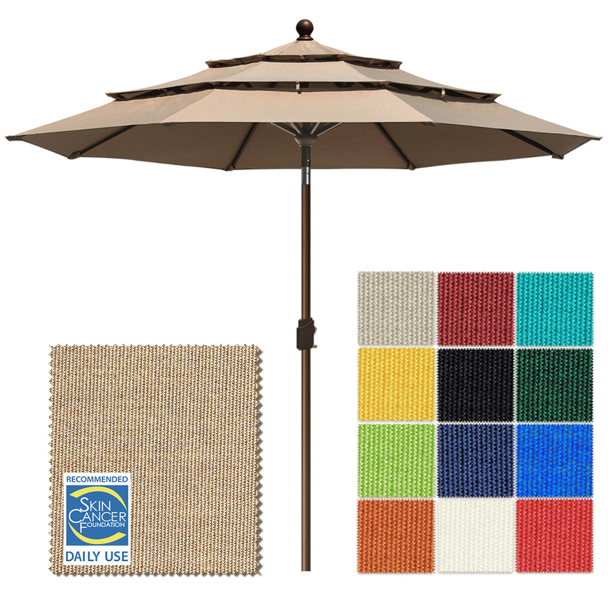 EliteShade front view 10ft umbrella showing full coverage and neat canopy