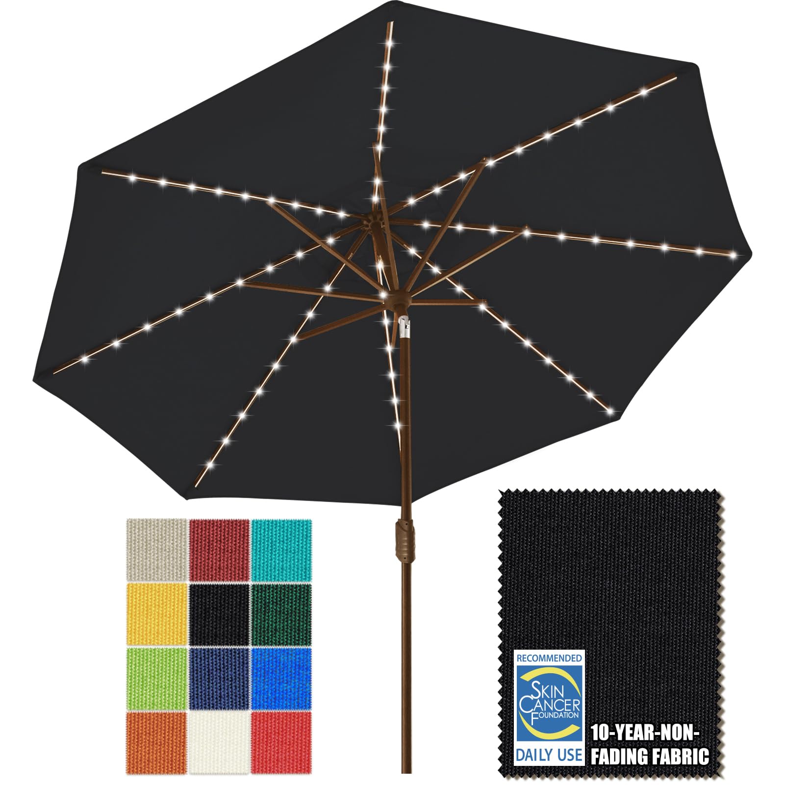 EliteShade front view of 9ft umbrella showing full canopy and lighting benefit