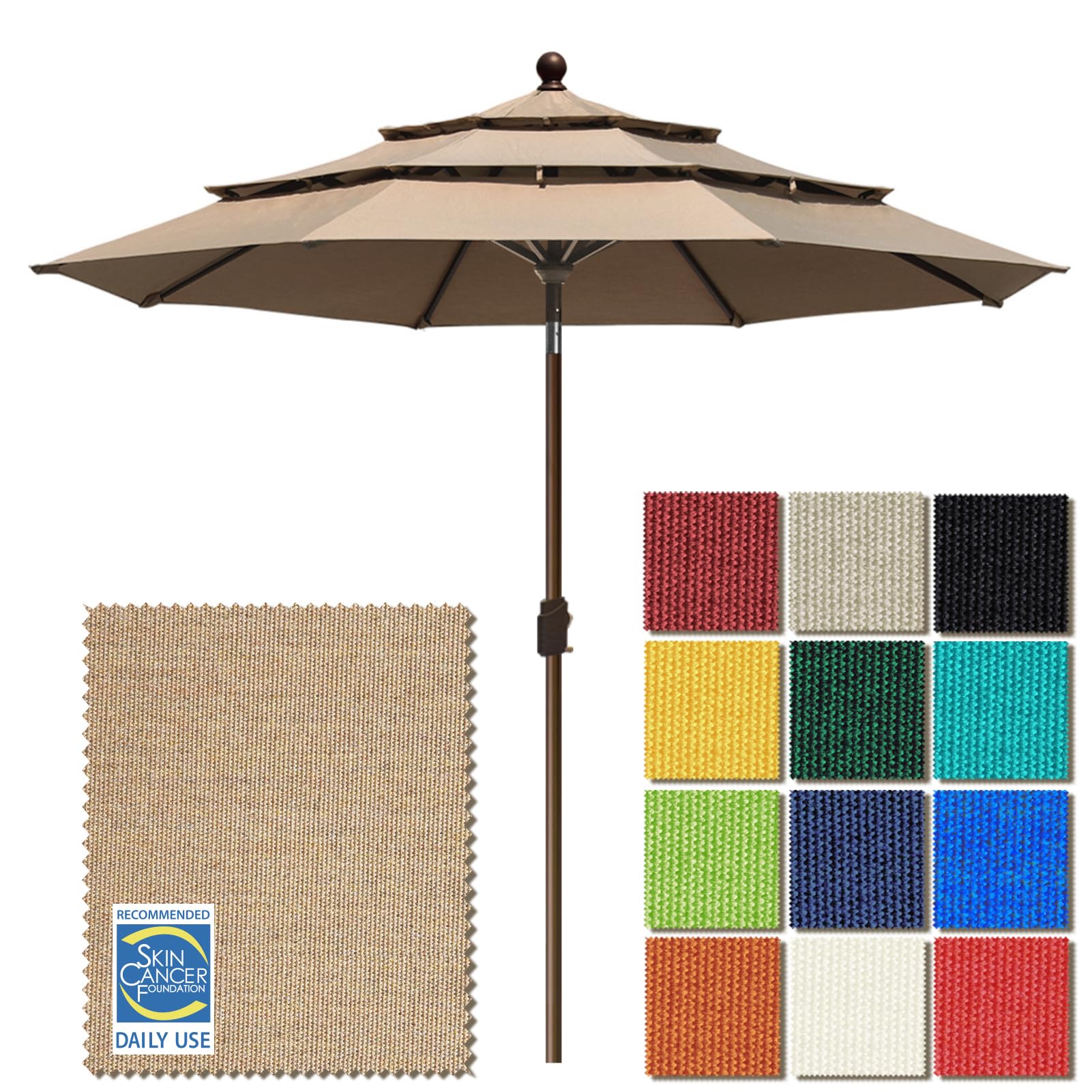 EliteShade front view of 9ft umbrella showing full coverage and durable canopy