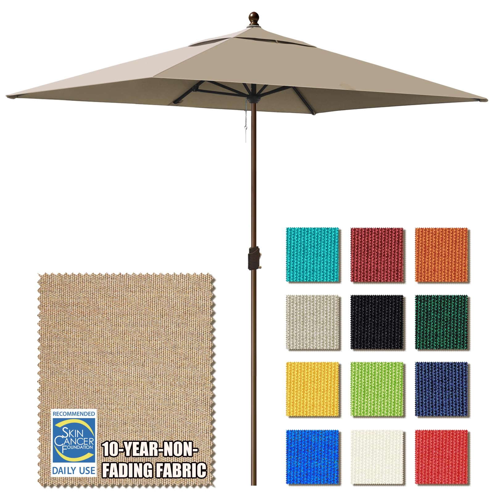 EliteShade front view heather beige canopy providing shaded patio comfort