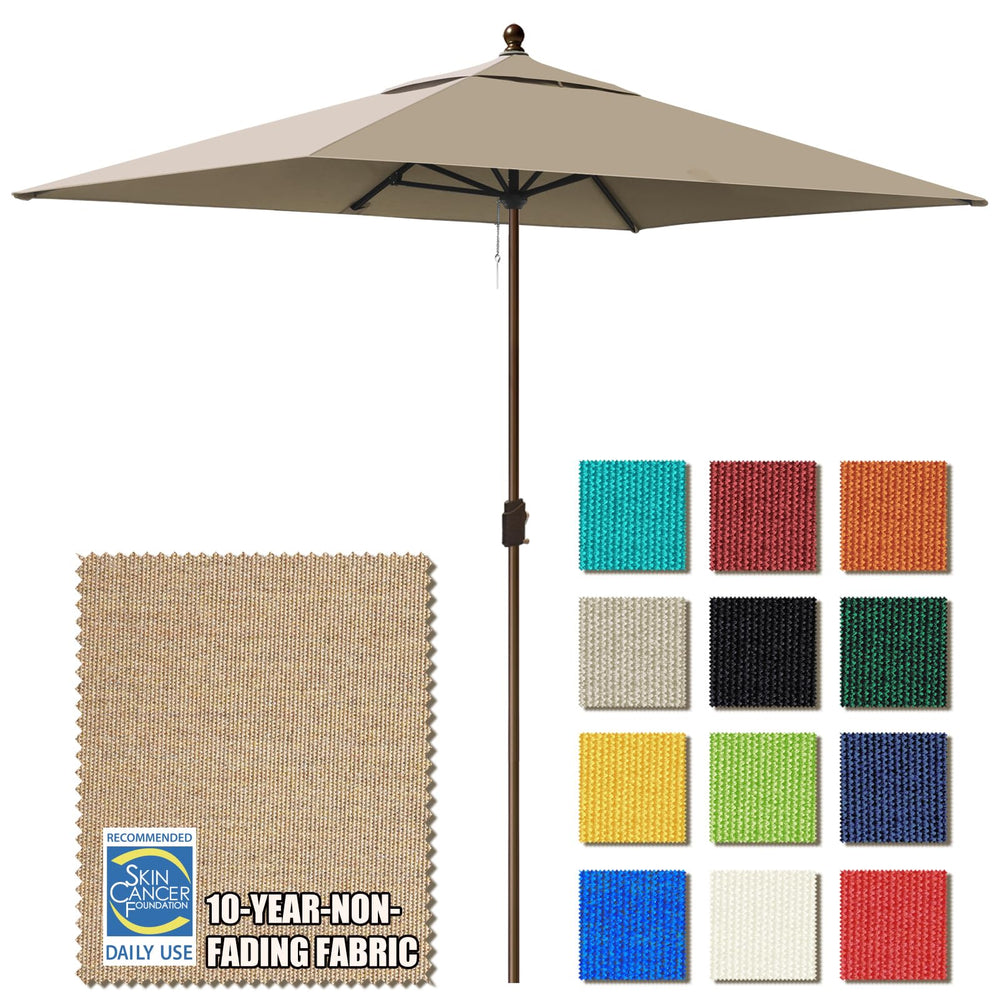 EliteShade front view heather beige canopy providing shaded patio comfort