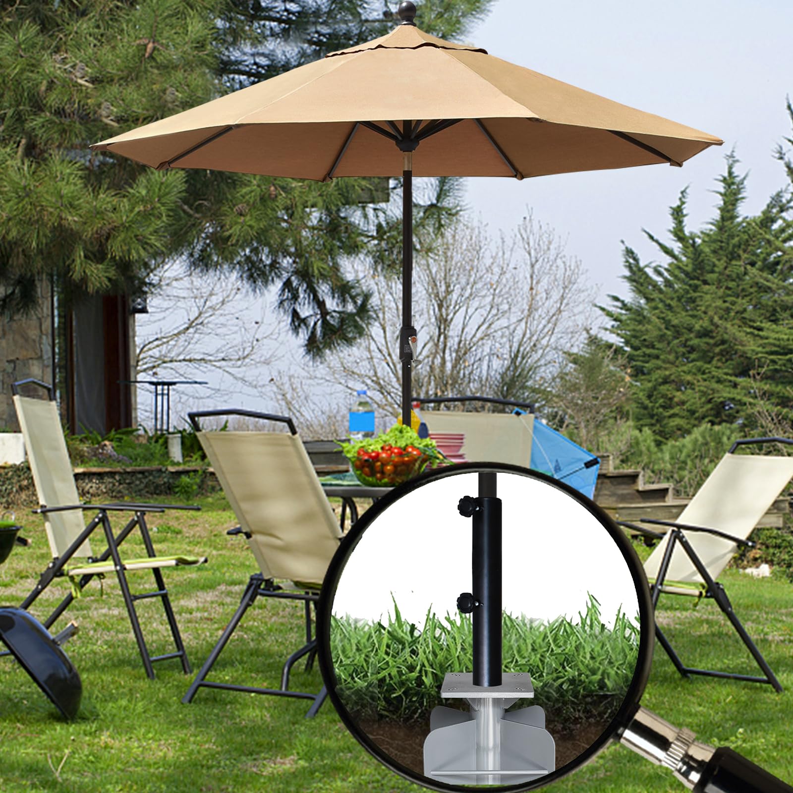 EliteShade set in concrete illustrating stable, permanent anchor for heavy-duty outdoor use