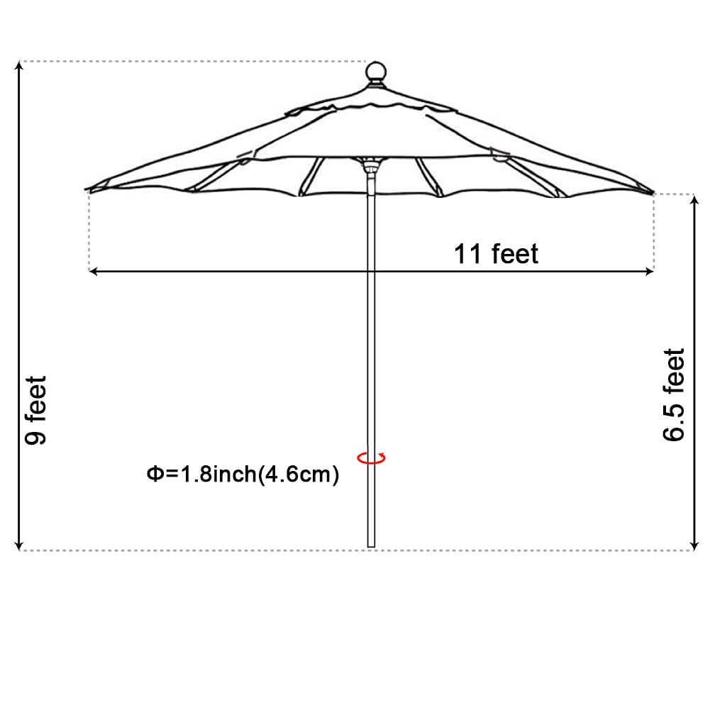EliteShade umbrella open over patio table showing generous coverage benefit