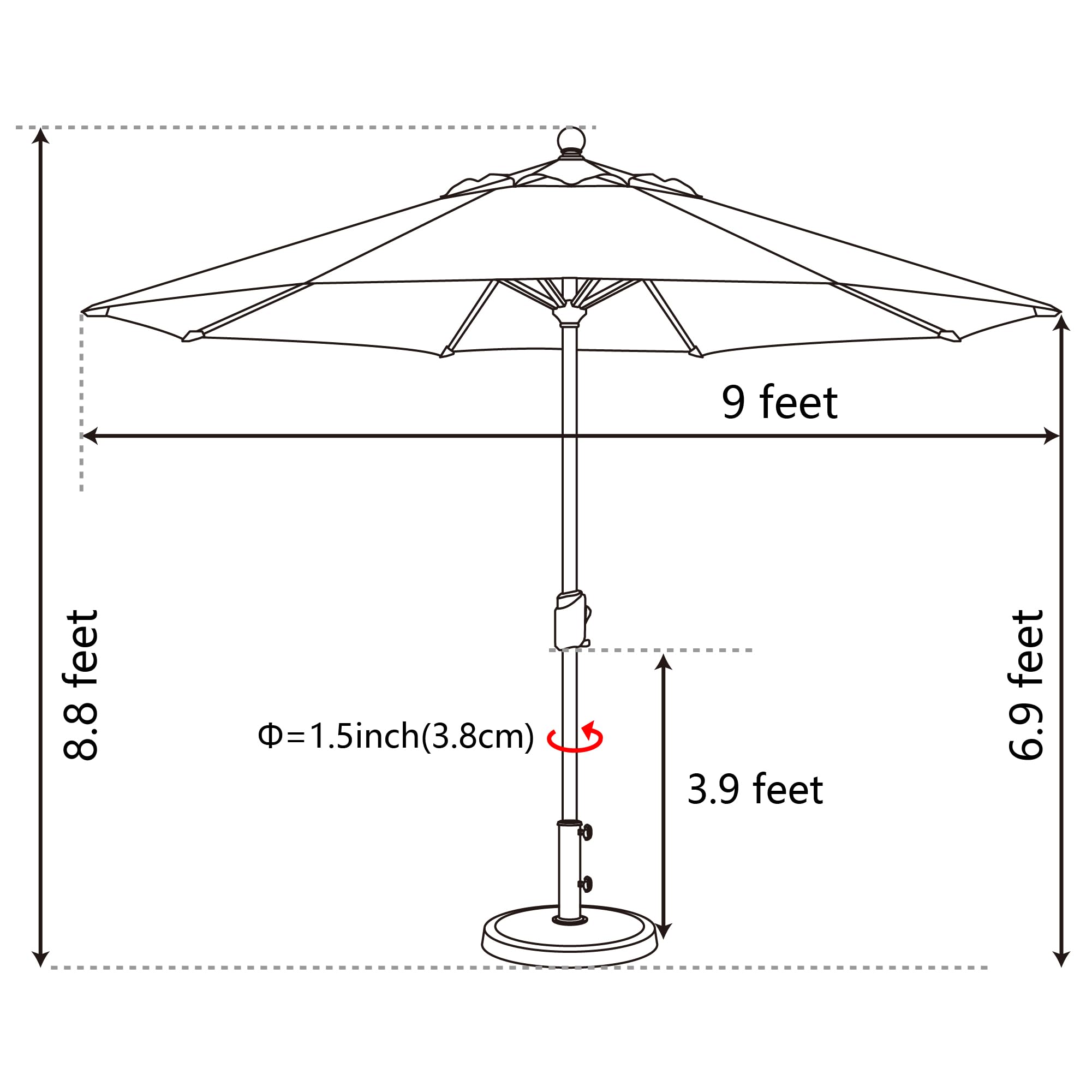 EliteShade installed over patio dining table creating shaded outdoor dining comfort