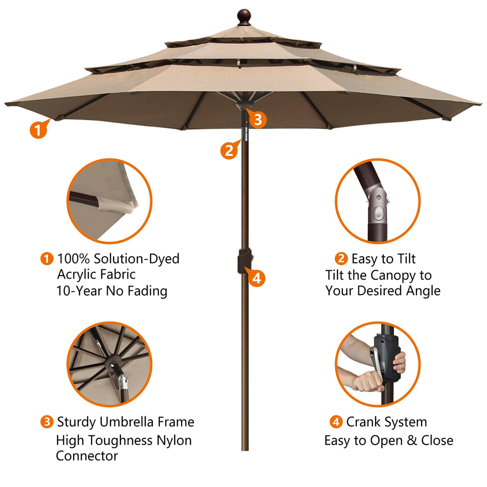 EliteShade in-use over patio table providing comfortable shaded seating
