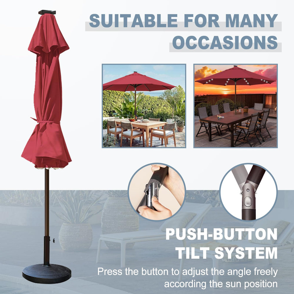 EliteShade alloy steel pole and eight ribs detail highlighting rust-resistant construction