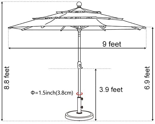 EliteShade size comparison with chair showing proper scale and coverage benefit