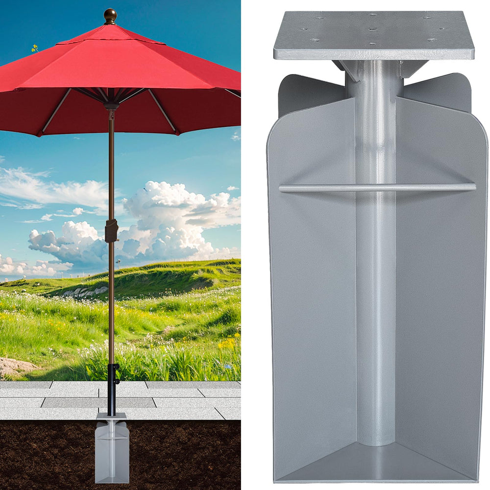 EliteShade side profile focused on hand-turn tightening knob for secure, tool-free pole clamping