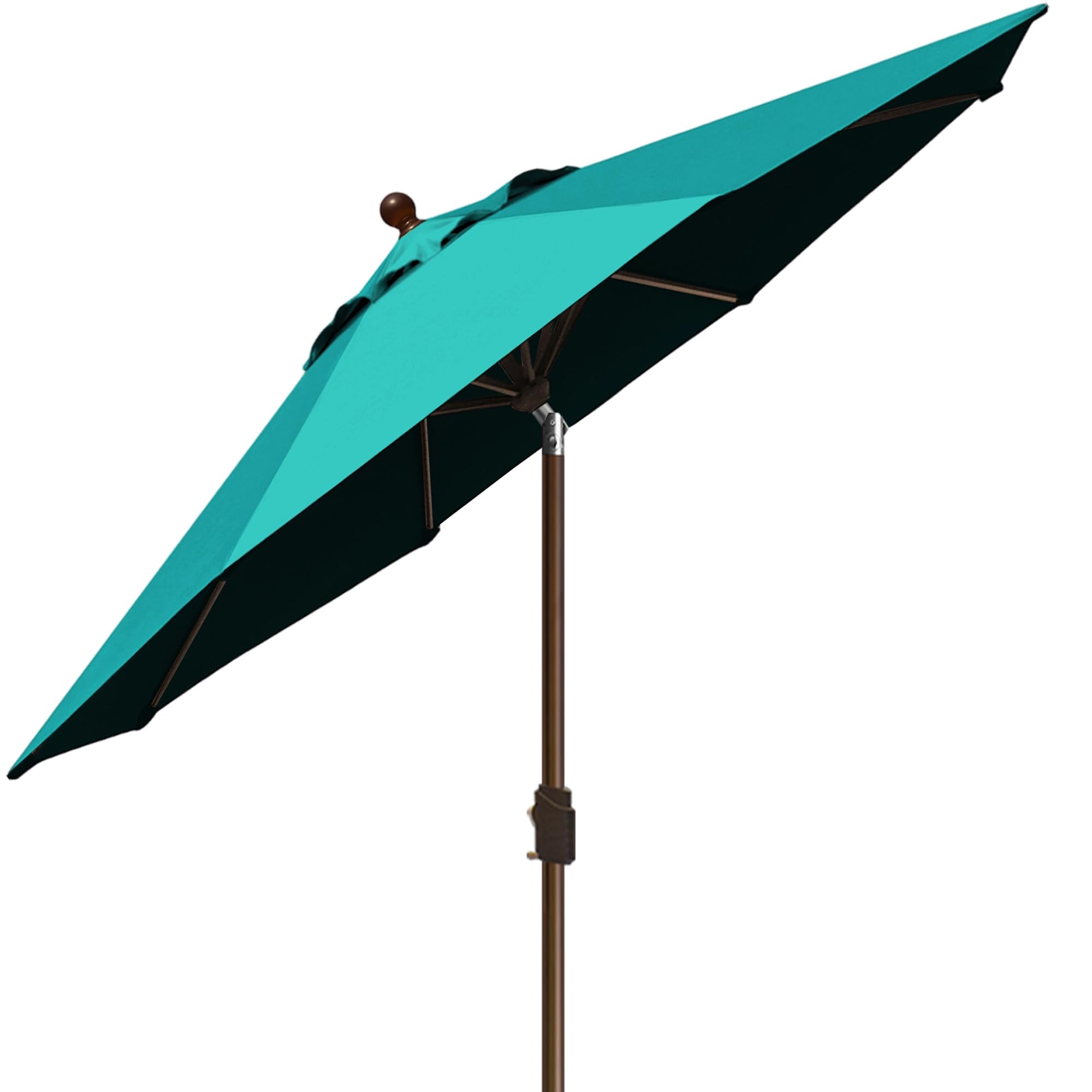 EliteShade umbrella beside dining table showing 9ft size scale
