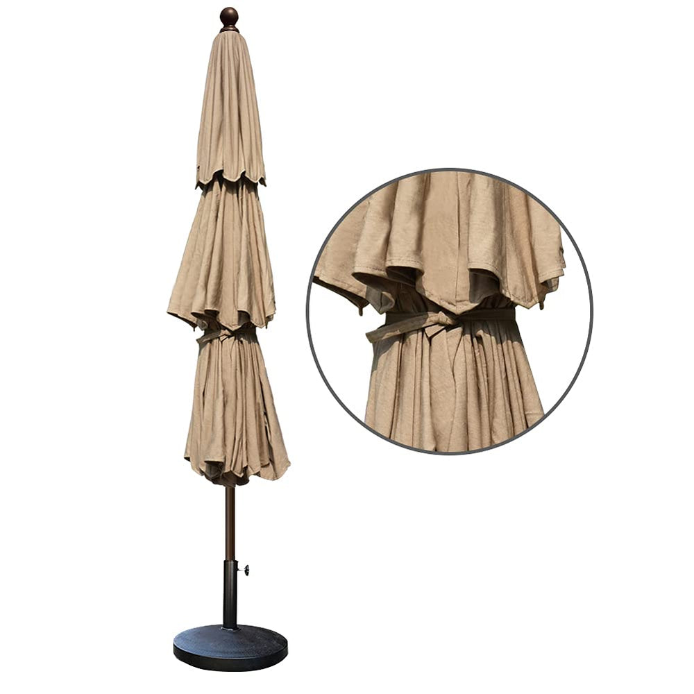 EliteShade size comparison beside table demonstrating 9ft coverage area