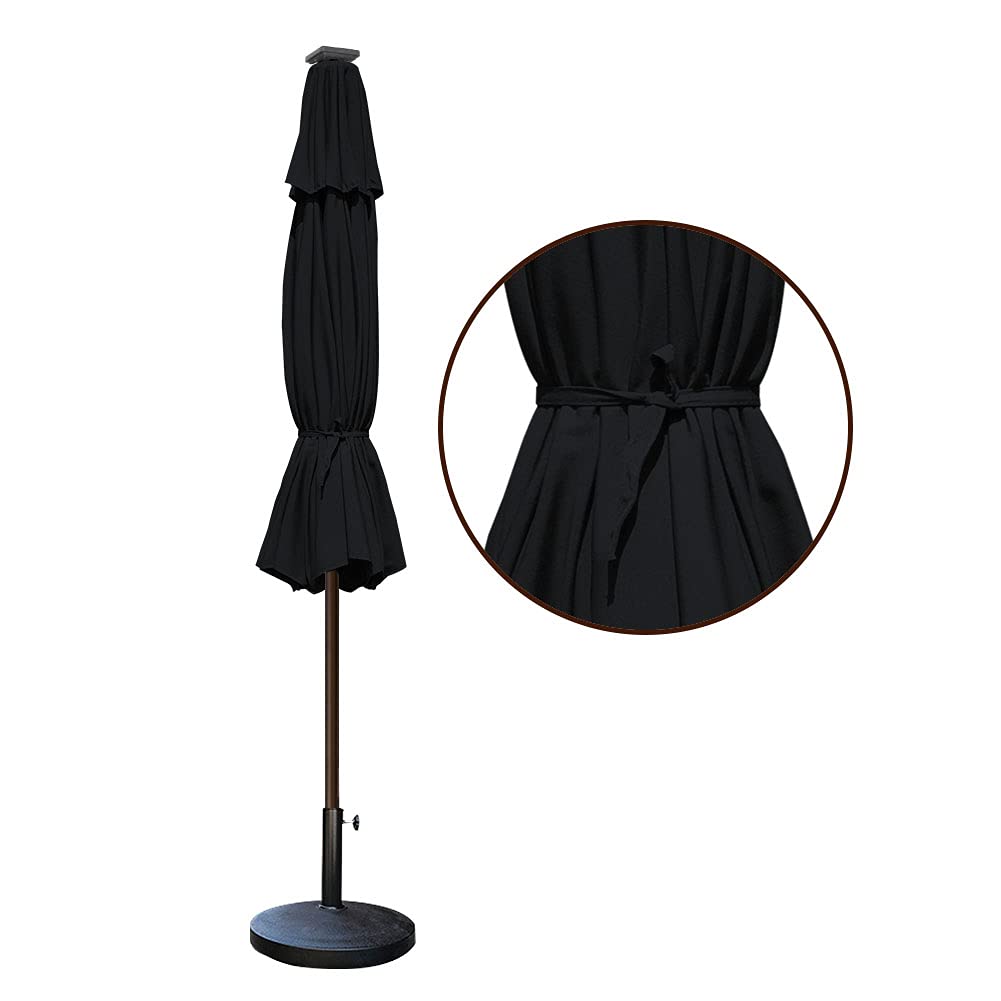 EliteShade umbrella next to chair showing 9ft size and area coverage benefit