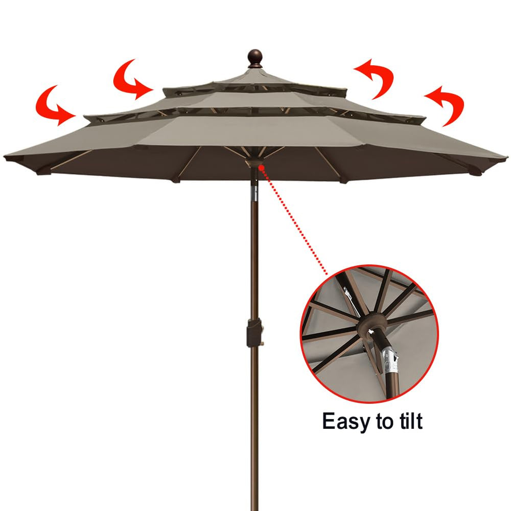 EliteShade umbrella shading outdoor dining table for cooler comfort