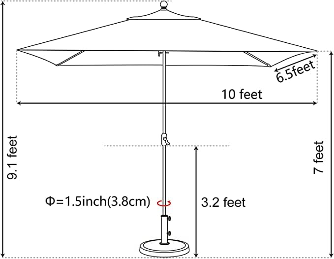 EliteShade umbrella shading a rectangular outdoor dining table for comfort