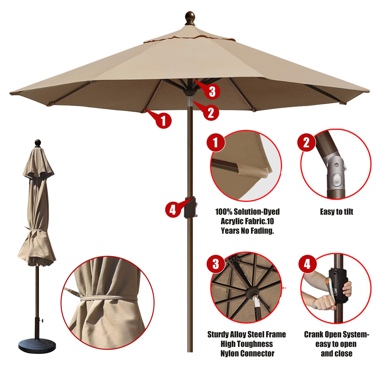 EliteShade vented top detail improving wind release and stability in breezy conditions