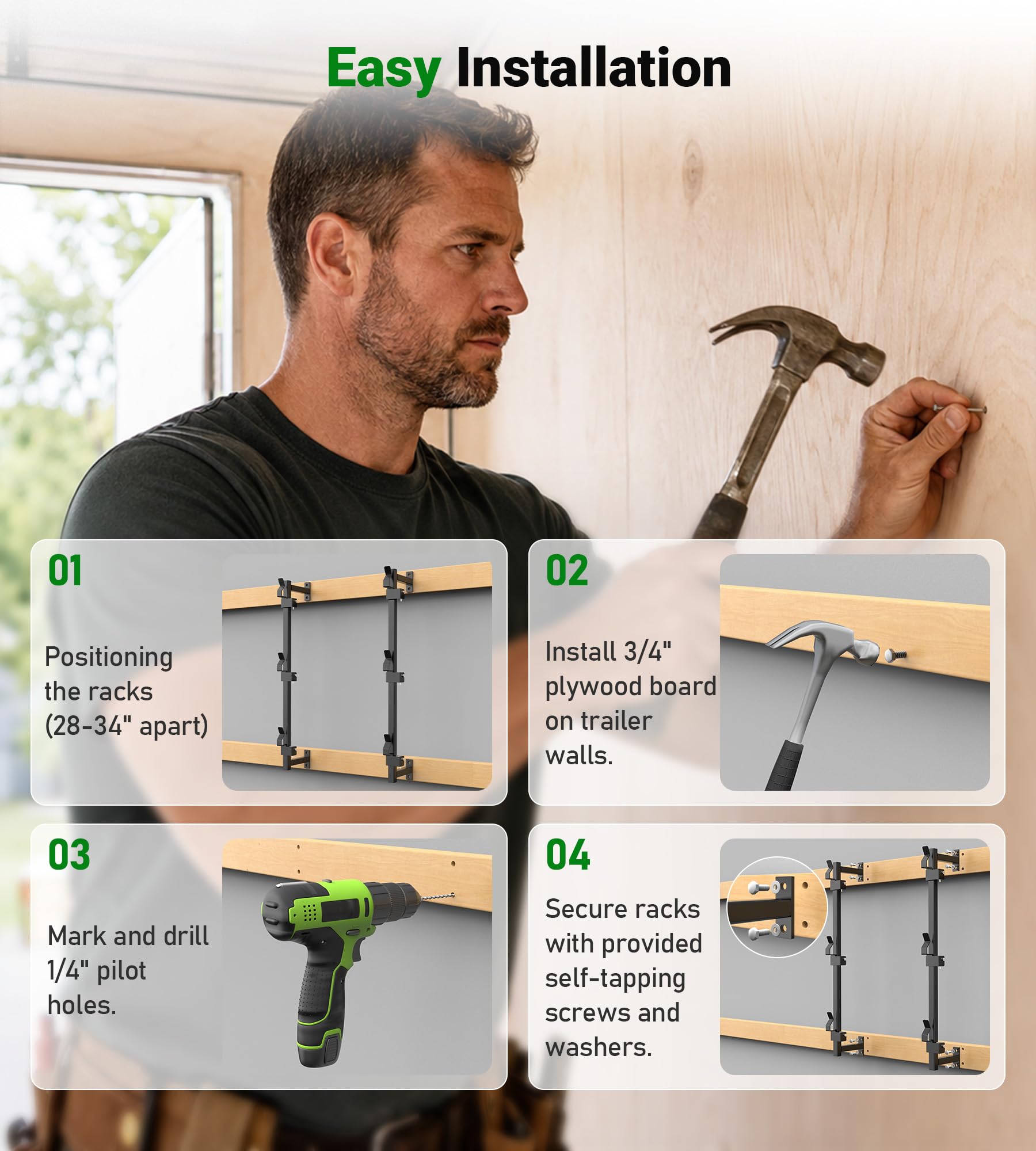 ELITEWILL rack holding three straight-shaft trimmers for efficient organized storage