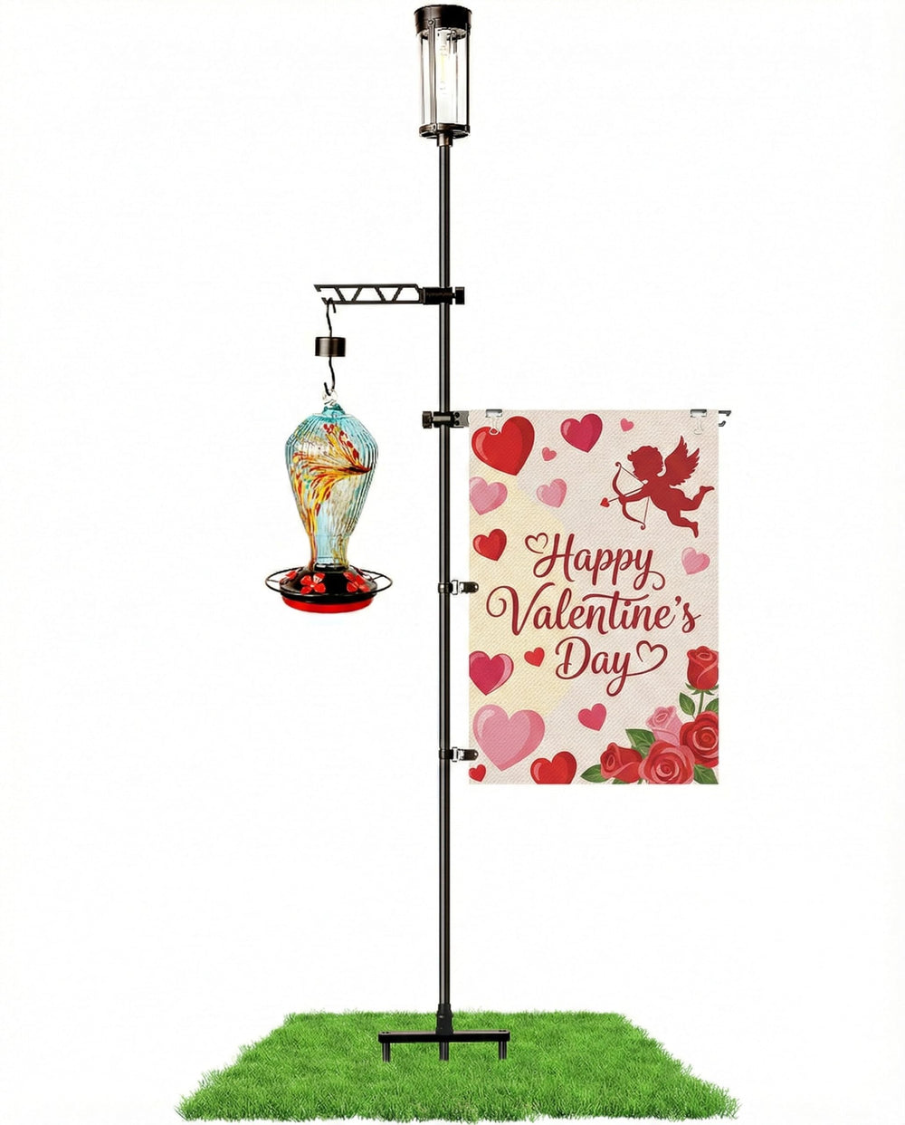 ELOVIA flag stand front view showing stable design and neat display