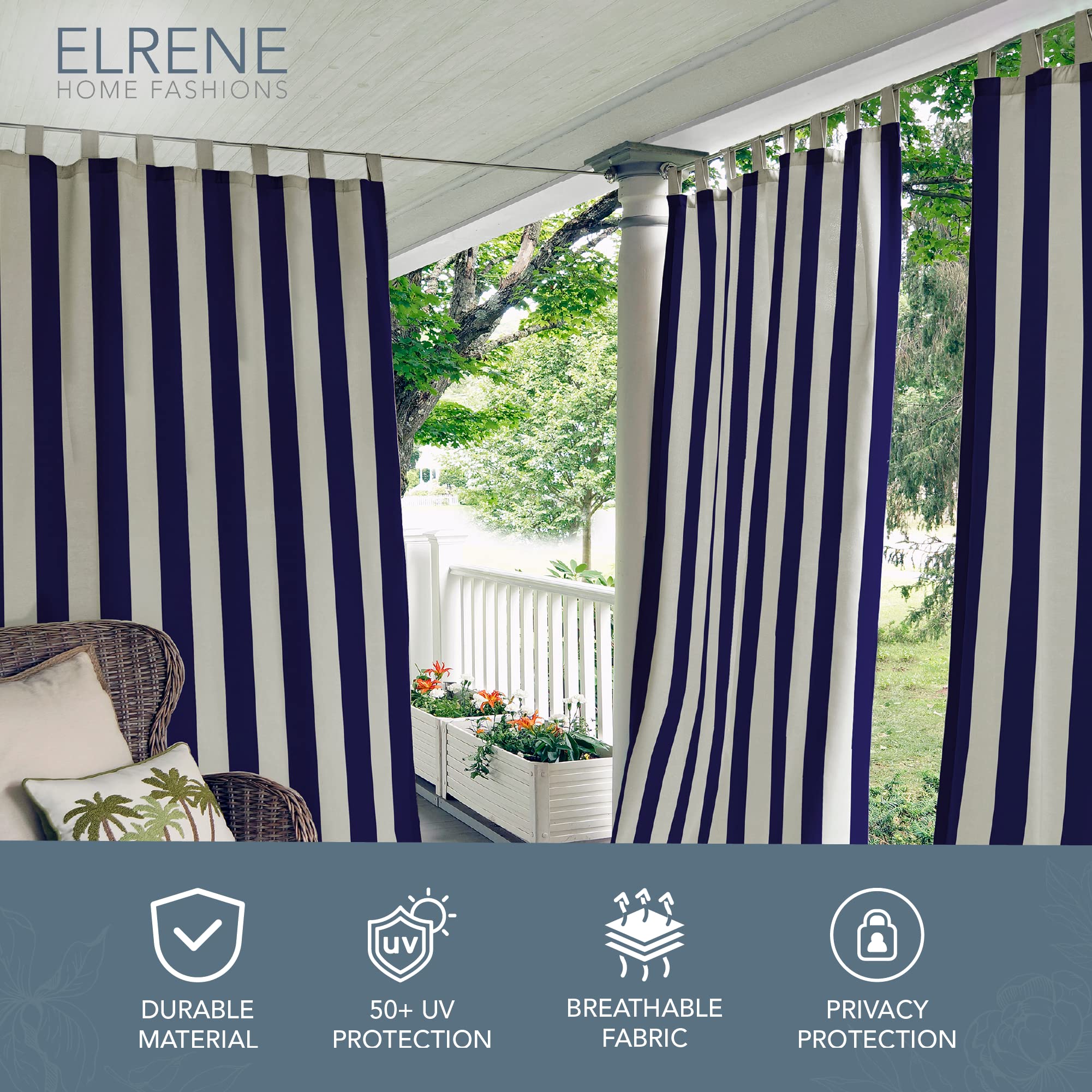 Elrene close-up of 4-inch hook-and-loop tabs for tool-free hanging benefit