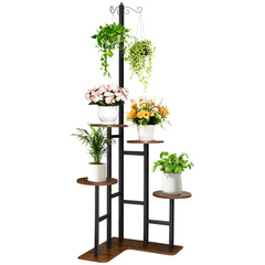 elwarmth front view showing full 5-tier corner plant stand and benefit: vertical display