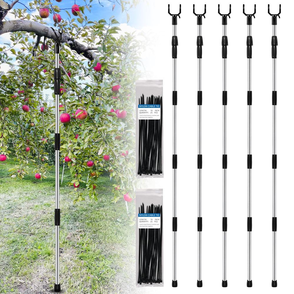 Elyssnova five-pack front view showing black adjustable tree support poles for easy installation
