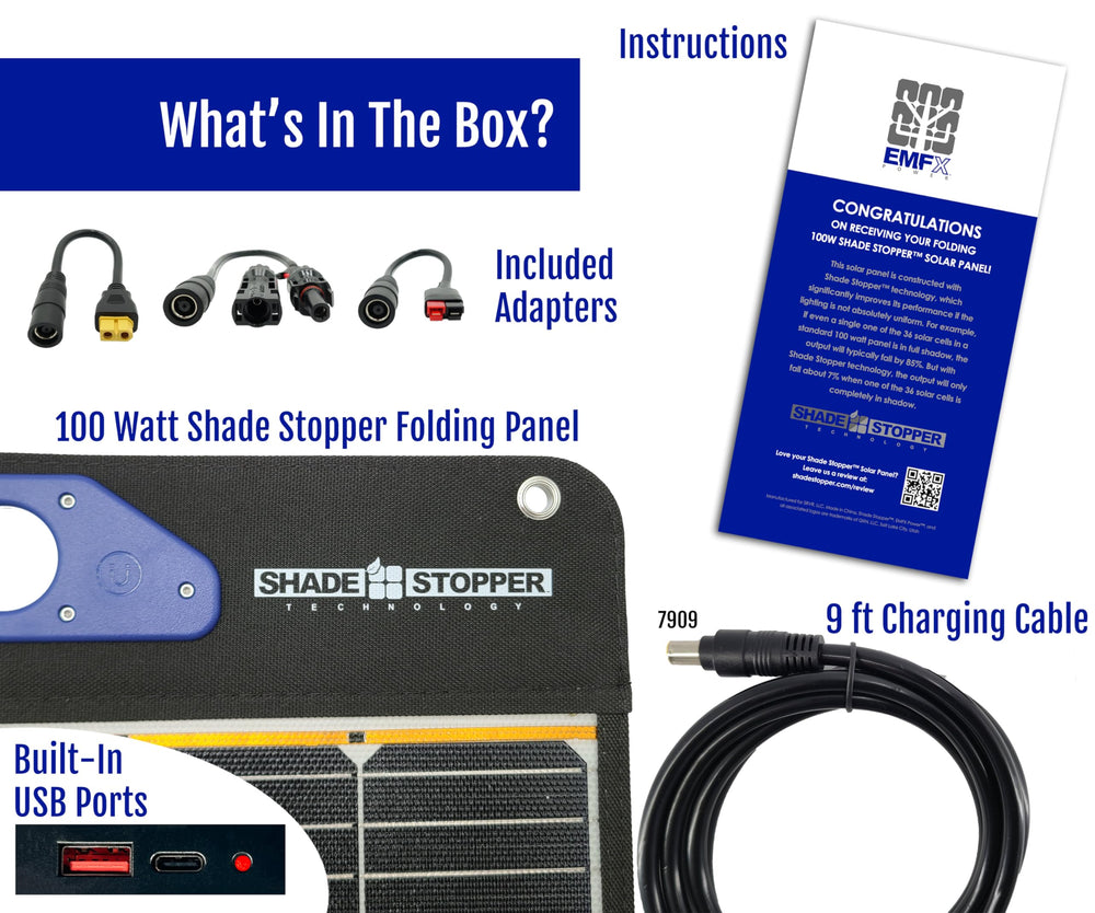 EMFX USB-A USB-C ports and power station adapters showing charging flexibility benefit