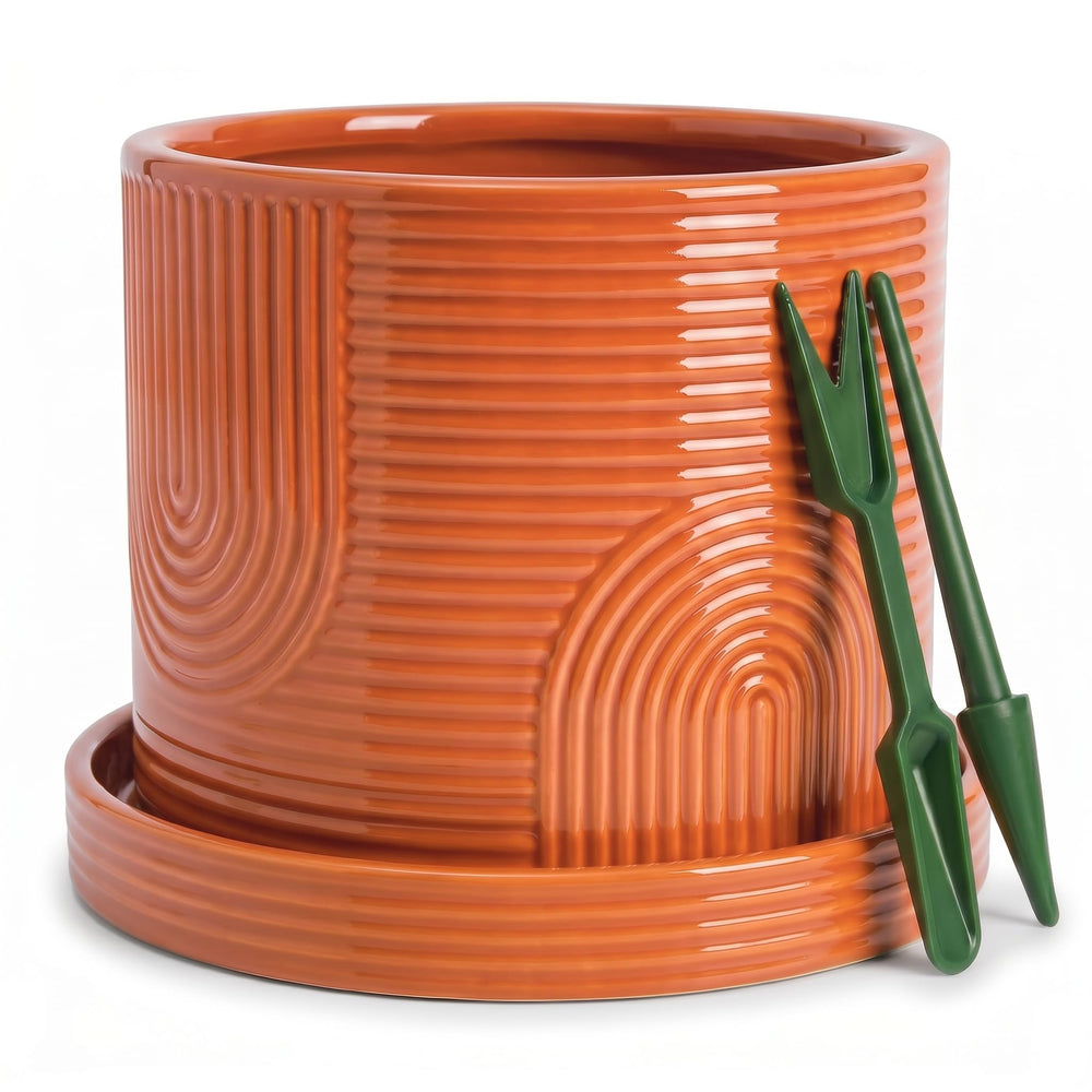 ÈMJÉ LUXE front view terracotta pot showing modern finish and display appeal