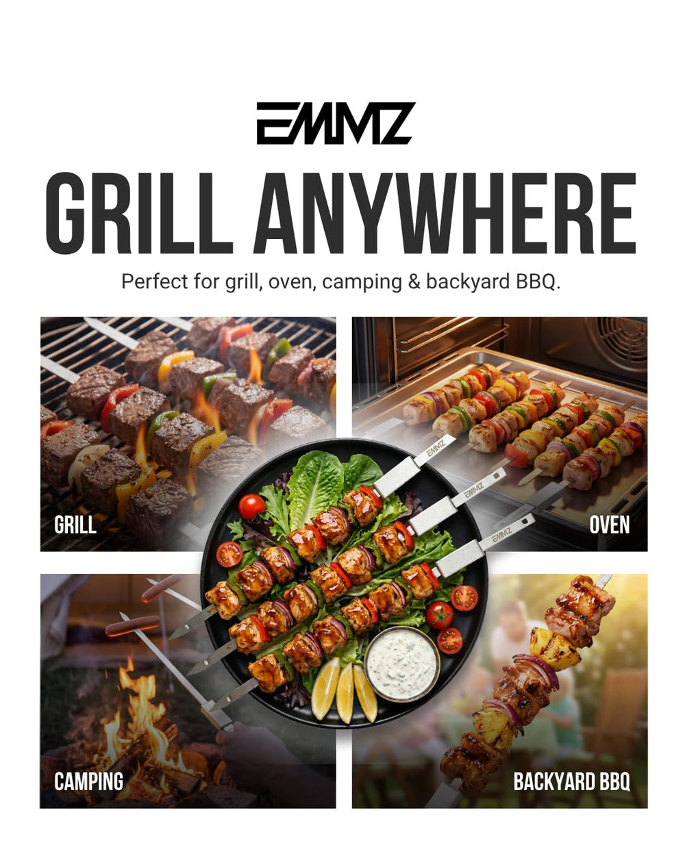 EMMZ oil brush, grill brush and heat-resistant gloves included for safer grilling