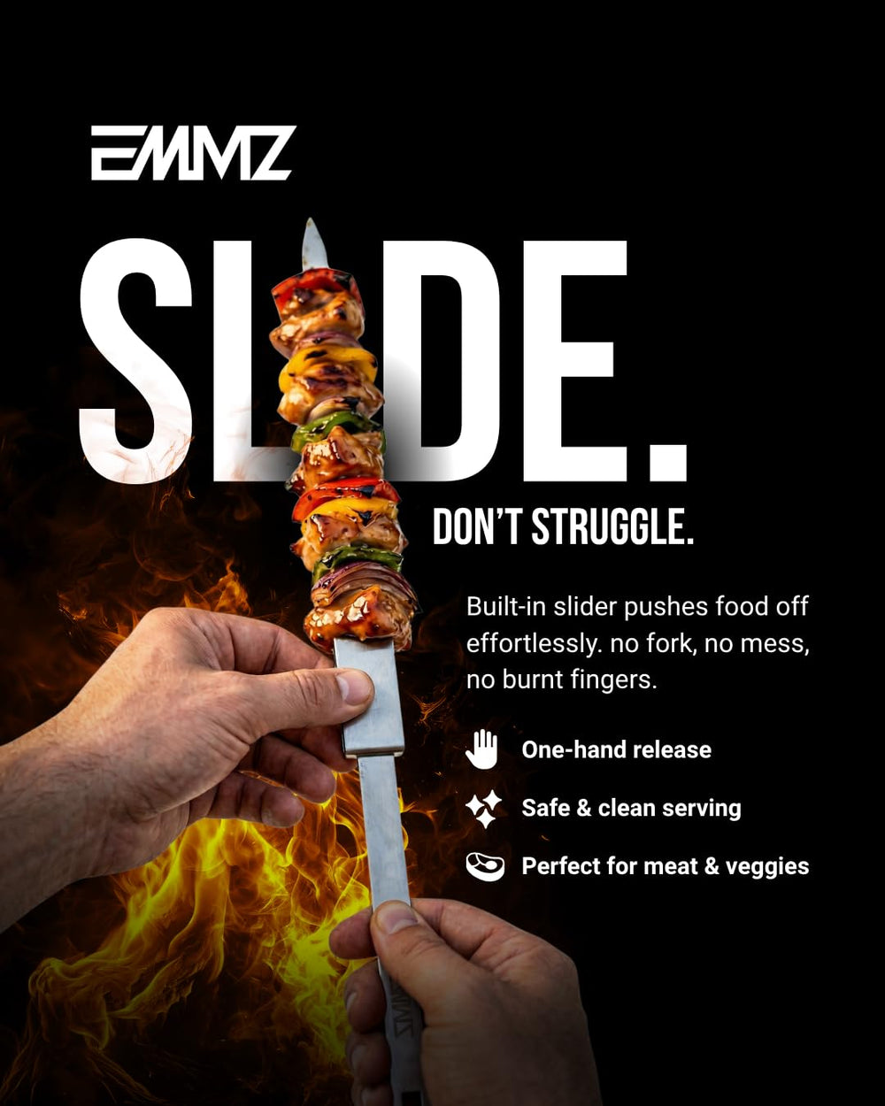 EMMZ close-up of flat blade showing anti-rotation design and sturdy edge