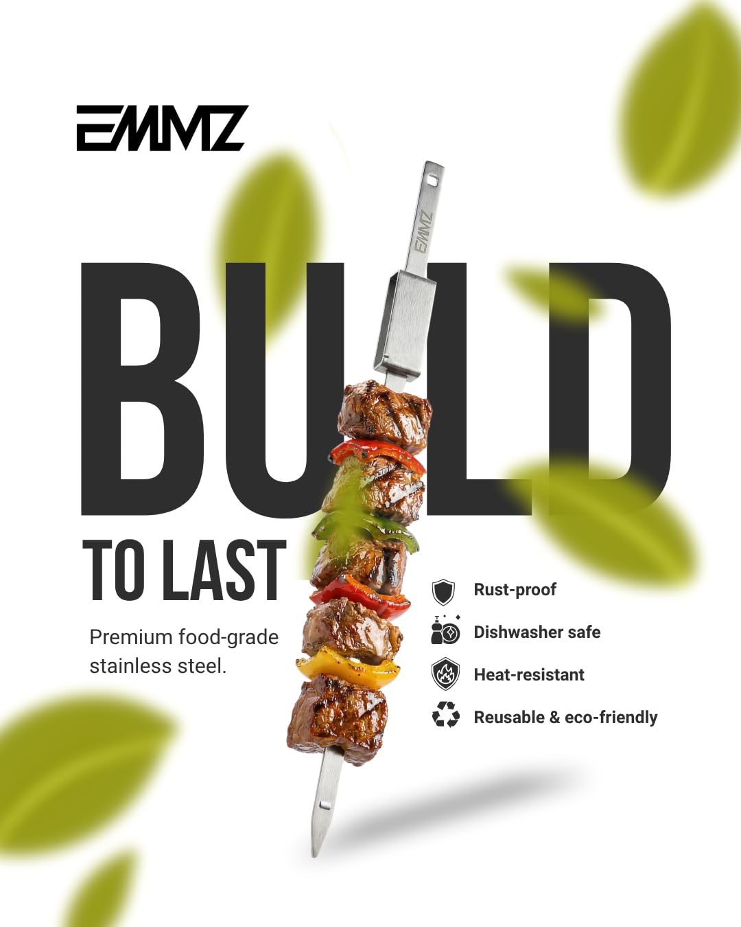 EMMZ plated grilled kebabs on skewers ready to serve for great presentation