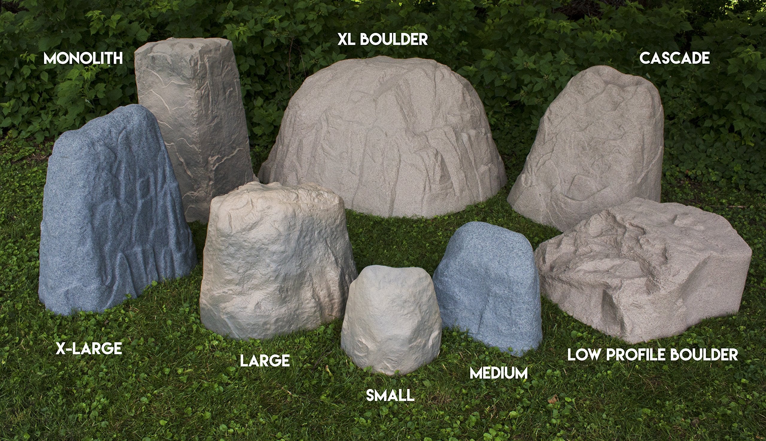 Emsco Group sandstone rock label and dimensions graphic for clear sizing information