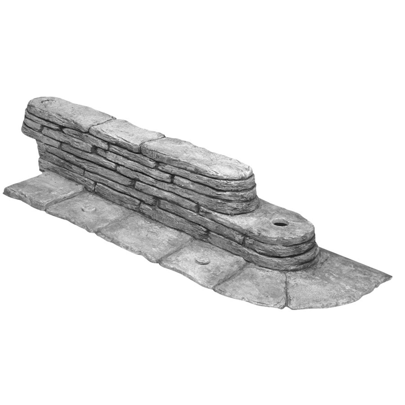 Emsco Group Bedrocks front view showing 20-foot gray edging with stacked-slate look for curb appeal