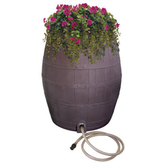 Emsco Group barrel front view showing whiskey design and space-saving flatback, enhances curb appeal