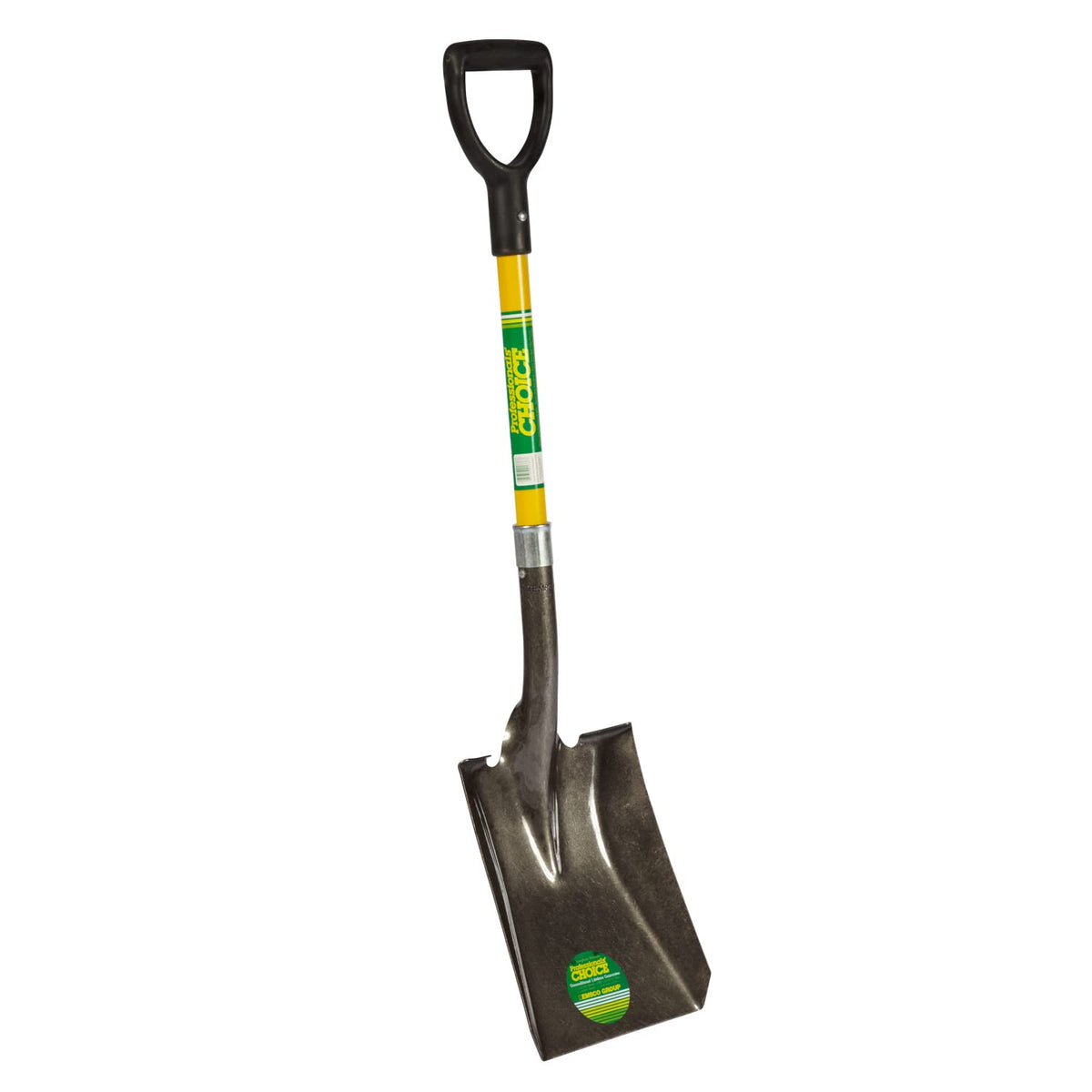 Emsco Group shovel front view showing blade and D-grip for efficient scooping